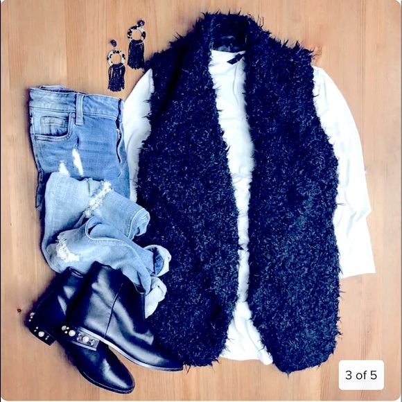 🖤Kensie’s Women’s Black Super Soft Faux Fur Bobble Vest Draped, Very Flattering - Picture 3 of 16